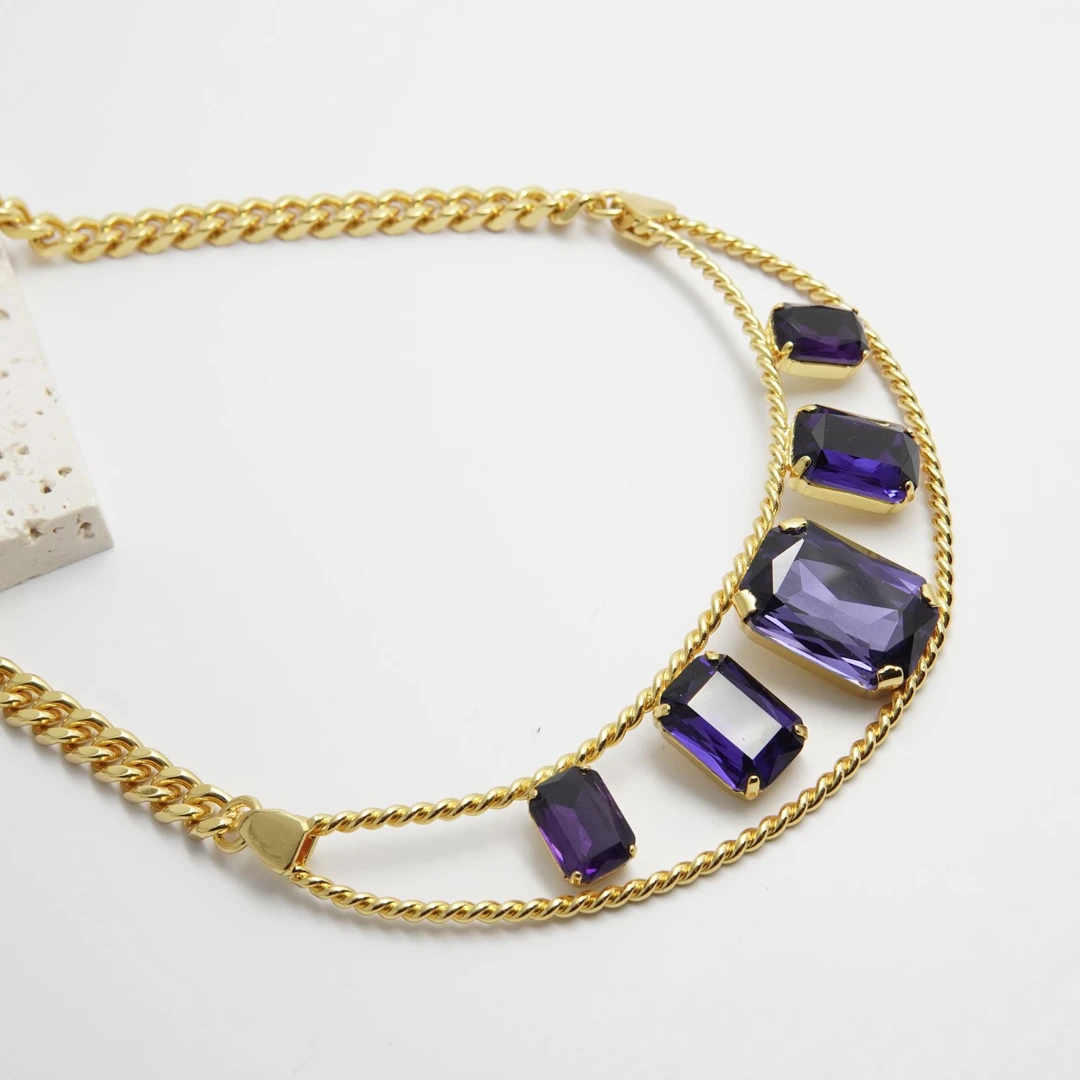 铜合金吊坠 铜合金合成锆石吊坠 佛罗伦萨纯手作 月亮家项链YL65