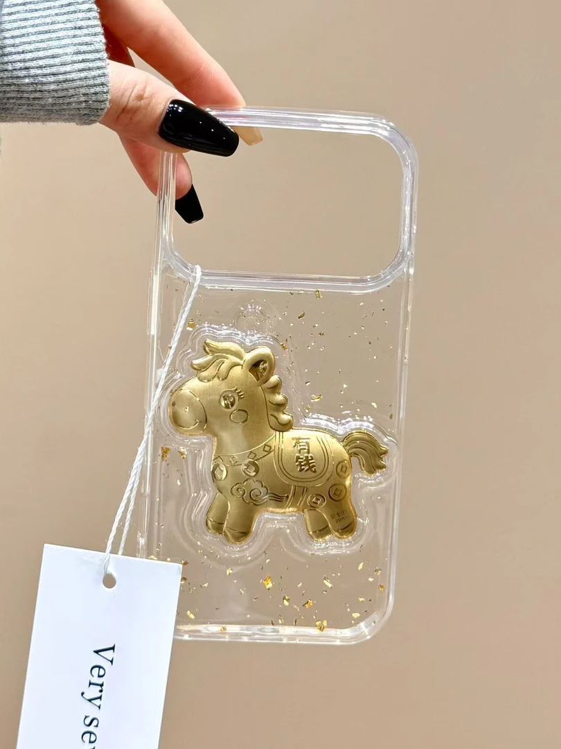 创意ins滴胶金箔马上有钱金片适用苹果17promax手机壳15iphone16