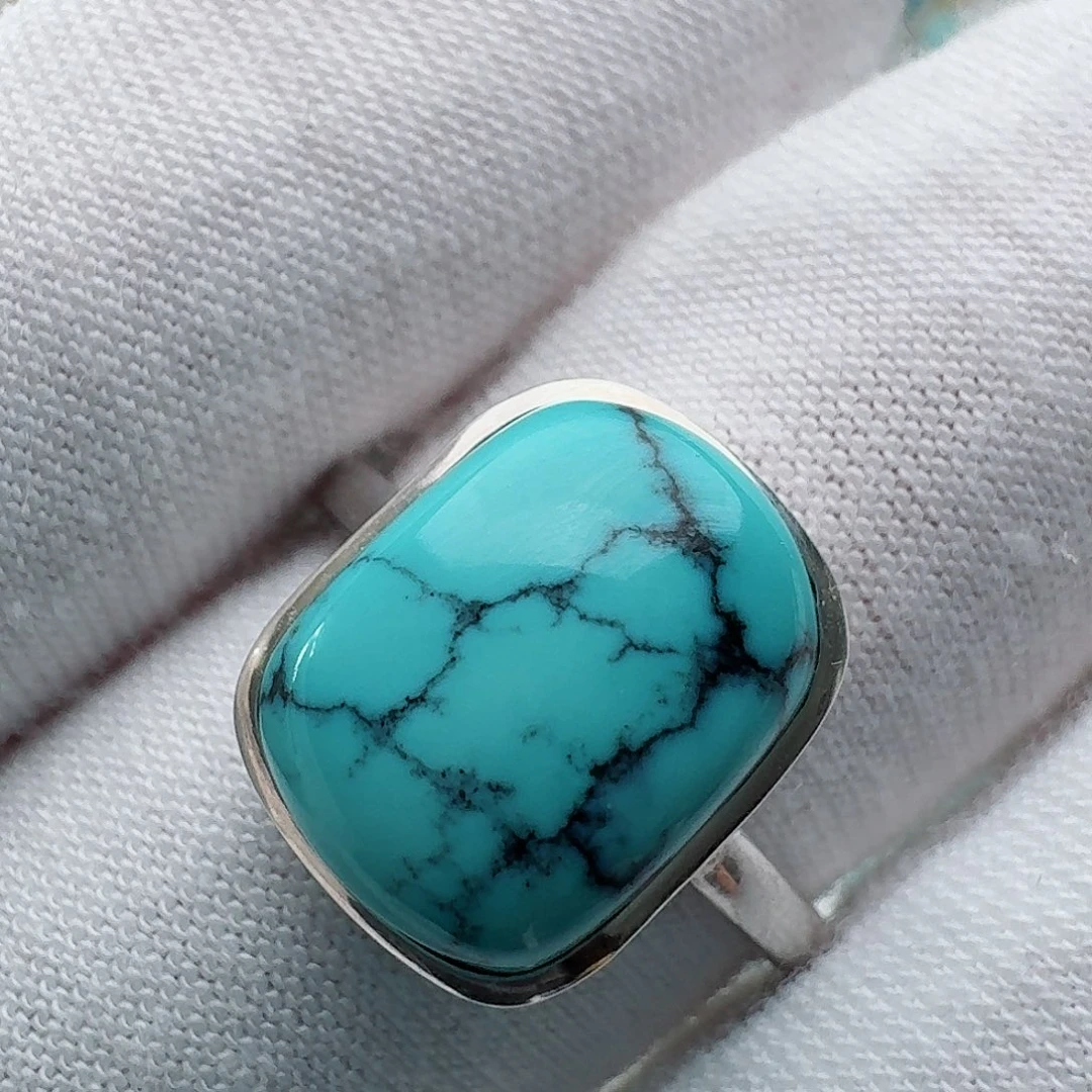 绿松石银S925镶嵌戒指