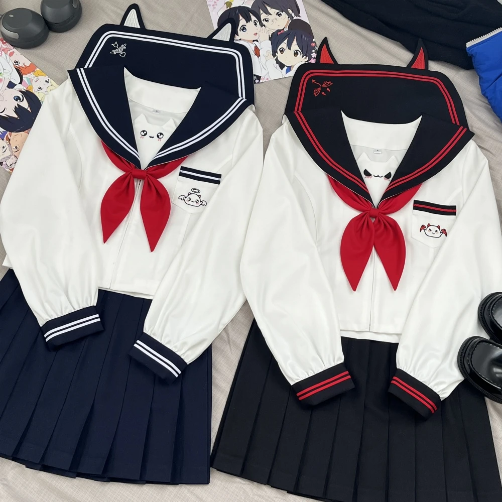 知半城正版原创jk小恶魔天使双子可爱幼稚园水手服萌系制服套装女