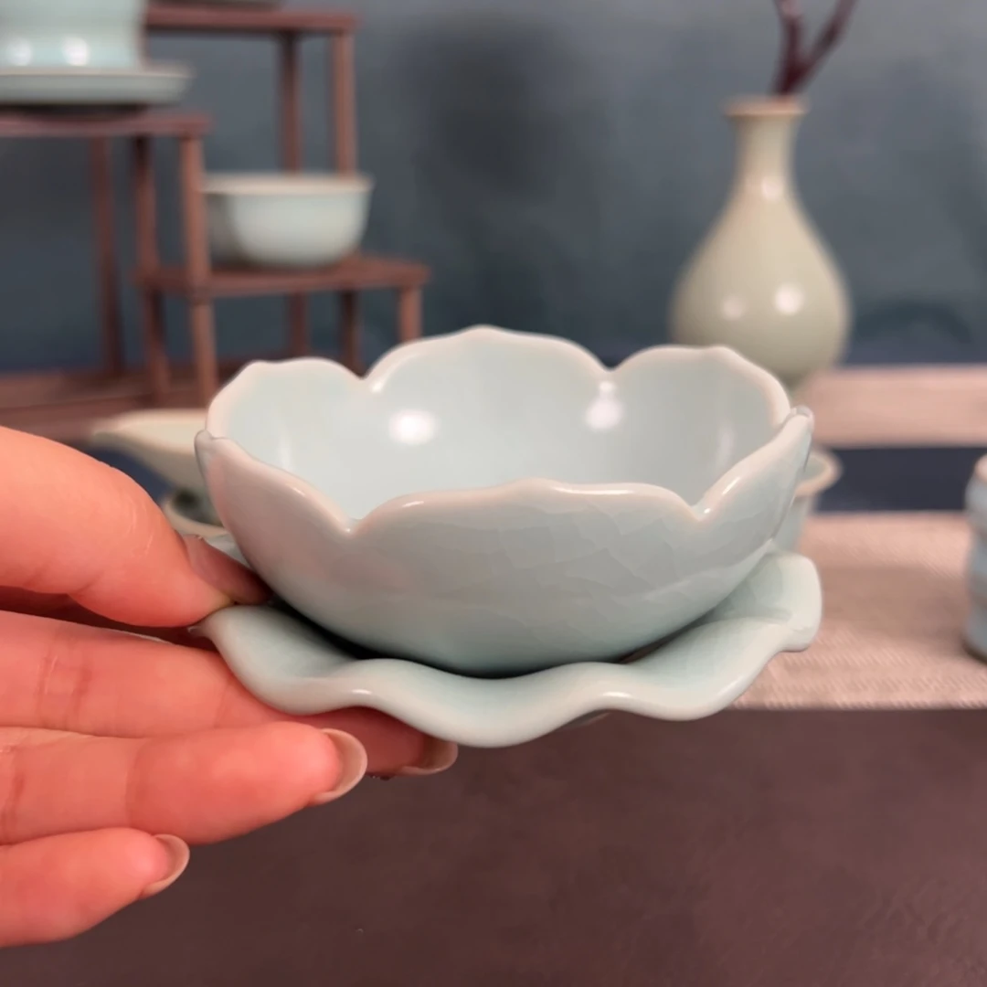 摆件仿古天青茶漏