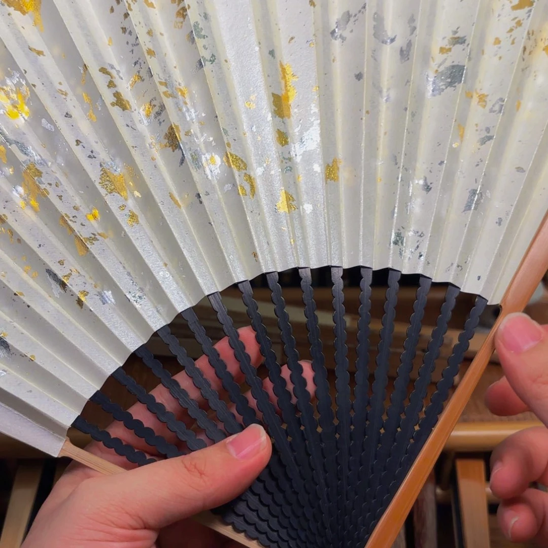 扇子白撒金龙鳞老川料158