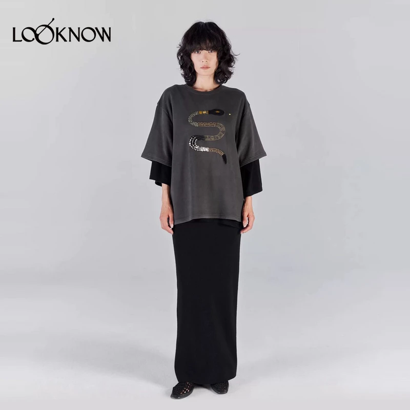 ICE DUST设计师品牌LOOKNOW冬季新款灵蛇短袖T恤