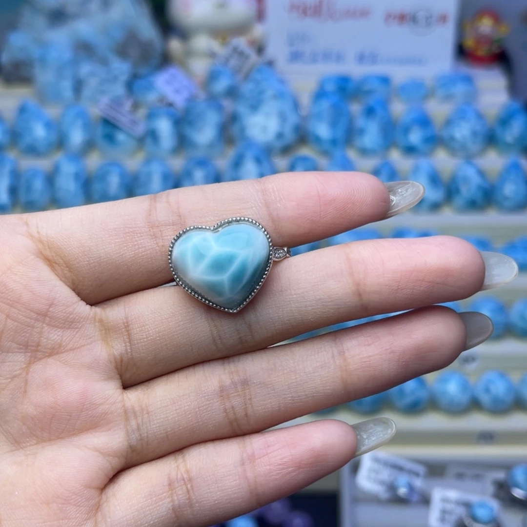 未镶嵌针钠钙石（海纹石）珠宝半成品海纹石戒指