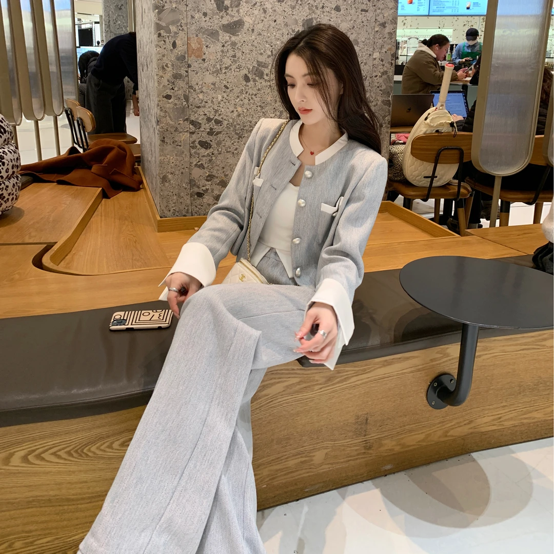 小香风时尚套装女秋季显瘦气质减龄高级感休闲外套阔腿裤两件套