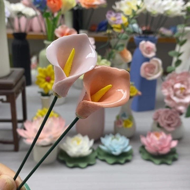 陶瓷陶瓷材料5朵马蹄莲