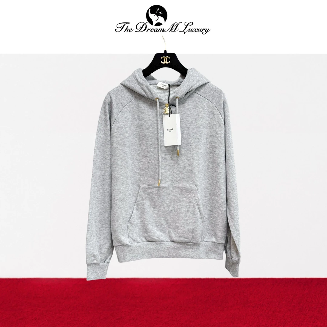 99新 Celine/思琳 灰色薄款连帽套头卫衣