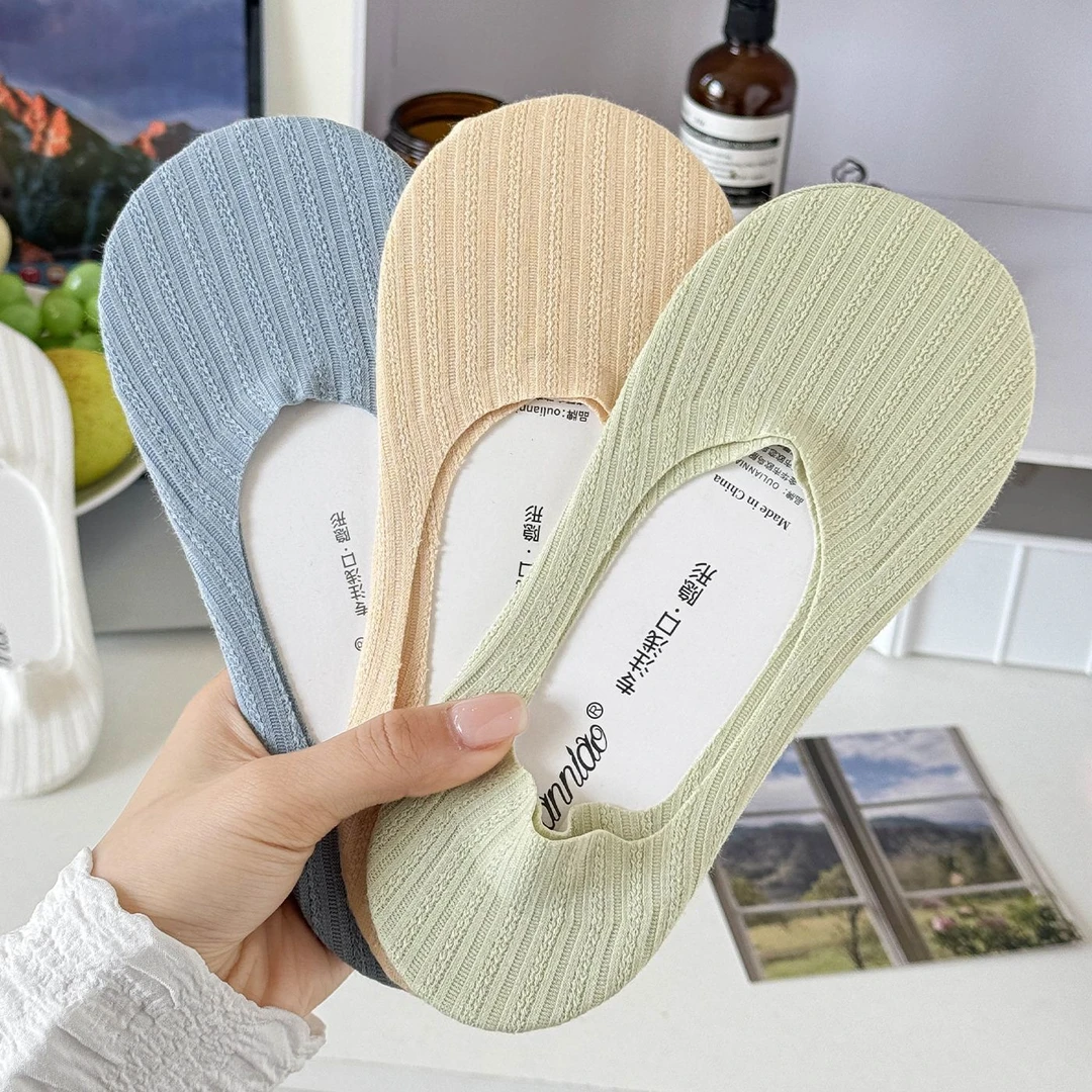 船袜女士夏季薄款纯棉浅口隐形防滑不掉跟夏天搭配单鞋高跟鞋袜子