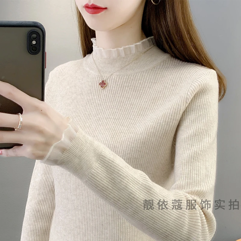 半高领打底衫女士毛衣套头秋冬新款时尚洋气修身针织衫内搭上衣