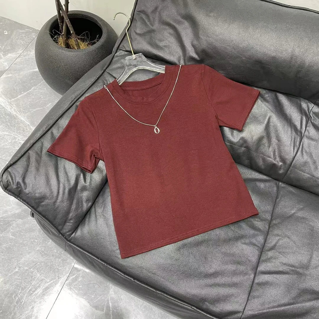 【晨浠定制】新款时尚百搭链条T恤上衣三色5035
