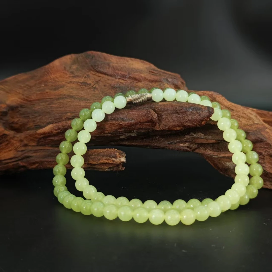 Q和田玉渐变圆珠项链（卡6）0737