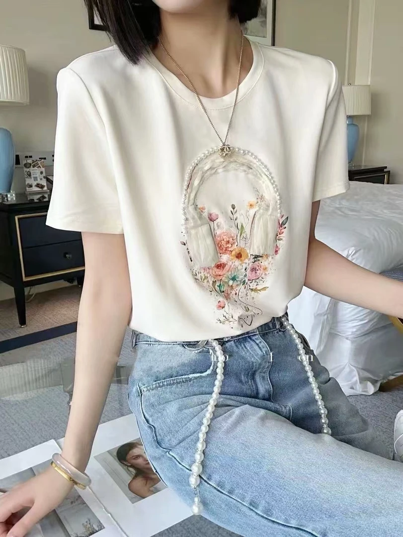 D31471南油爆款气质显瘦珍珠短袖