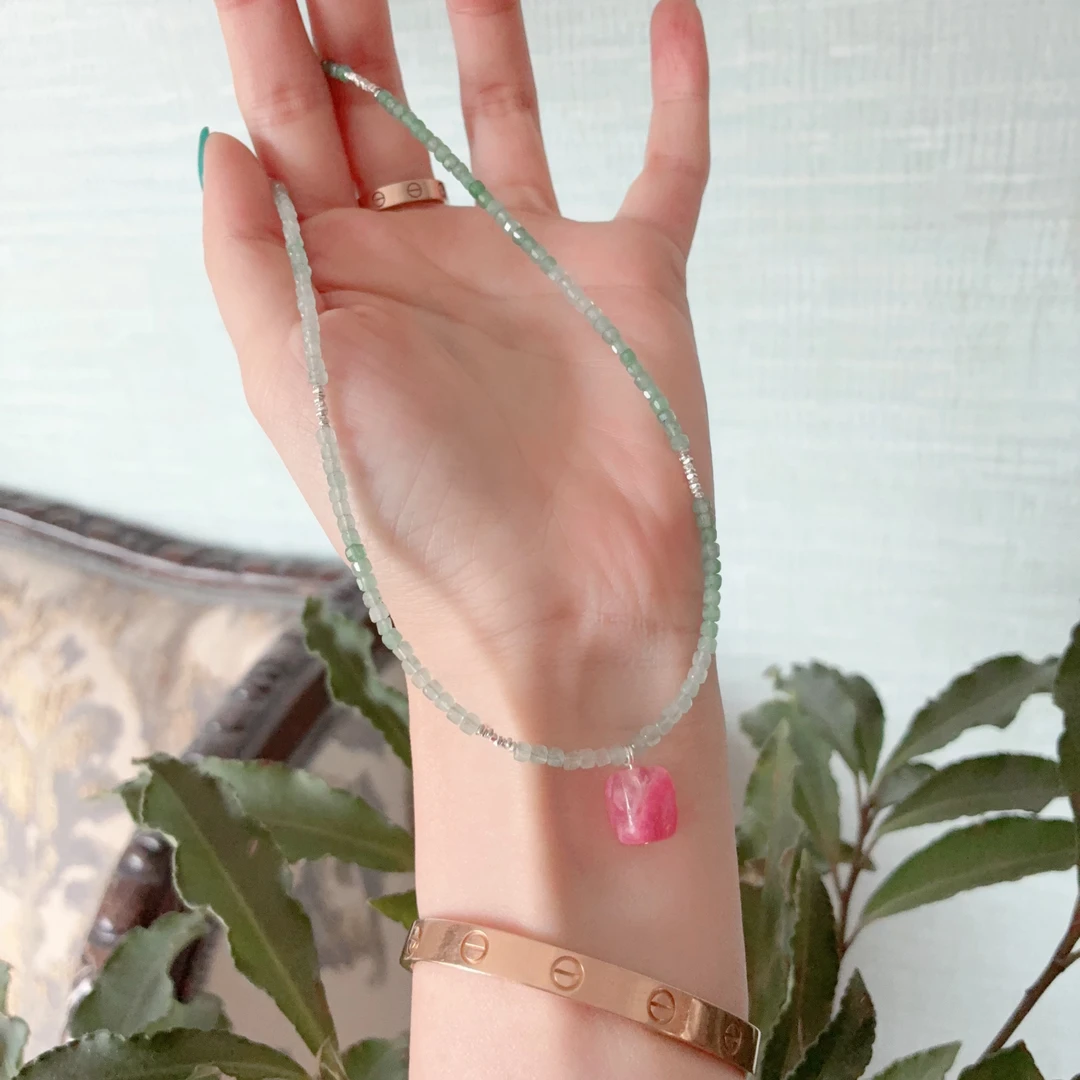 子沫原创春日显白薄荷绿锁骨链手工时尚简约首饰女款