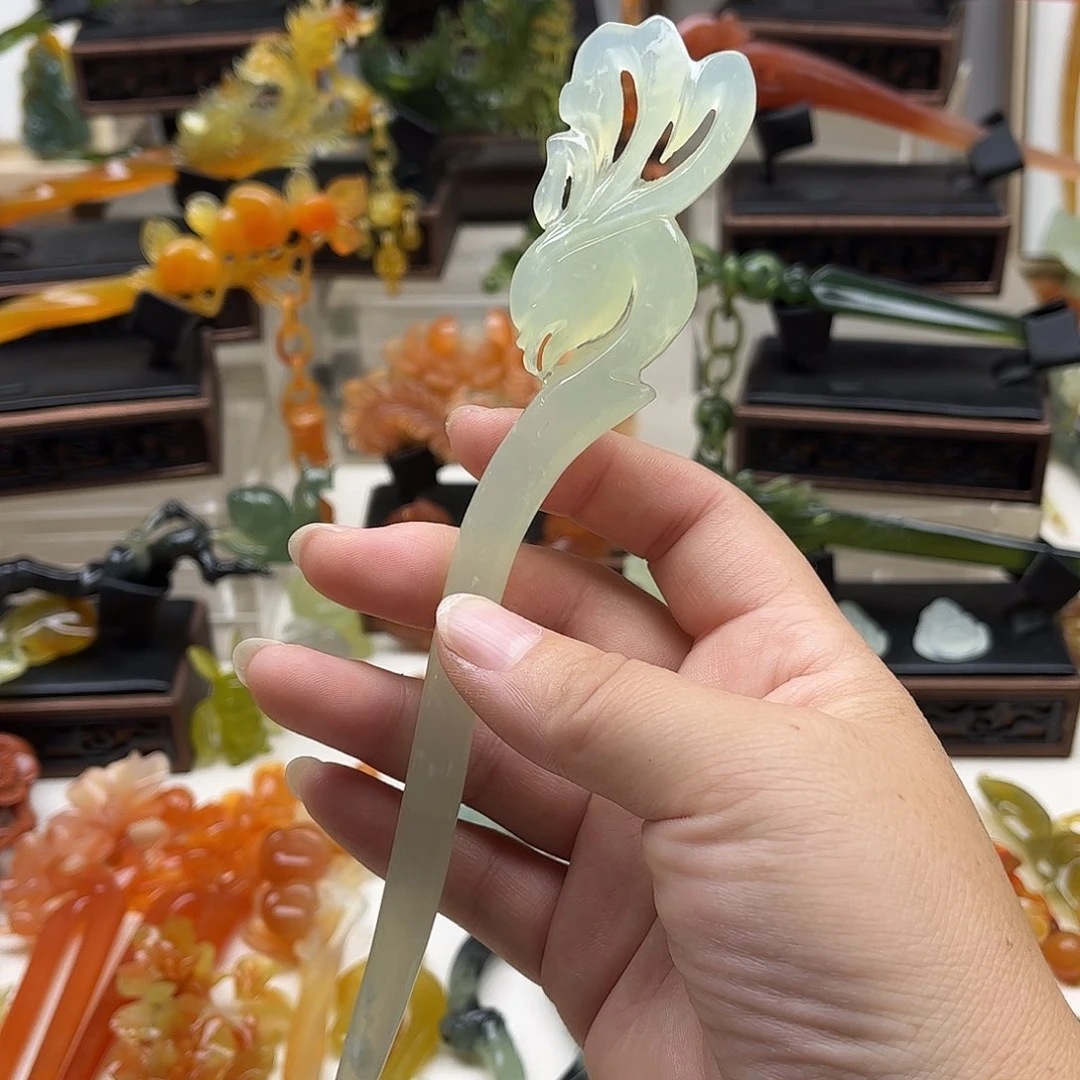 蛇纹石玉未镶嵌岫玉发簪