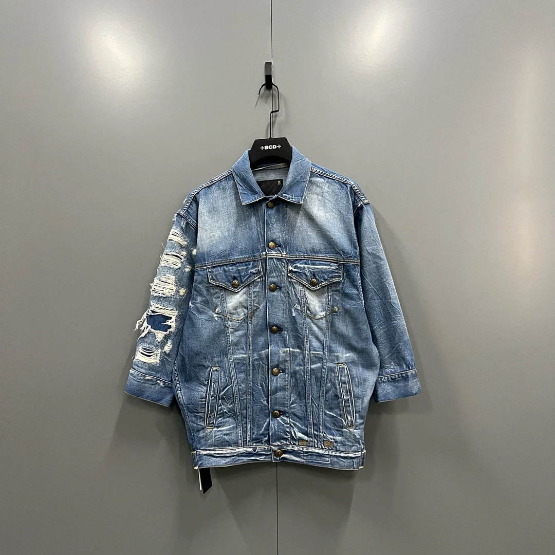 95新  【XP】R13 经典复古破坏牛仔外套 M码/fg208305 污渍