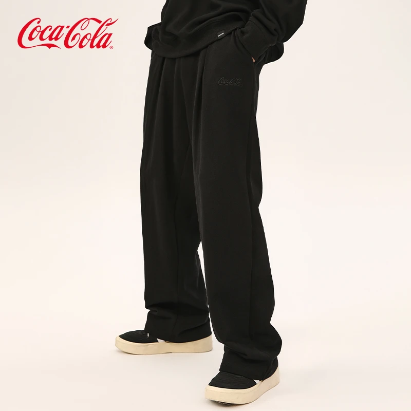 Coca-Cola/可口可乐裤子男打褶爆款春秋新款阔腿男士休闲裤直筒裤