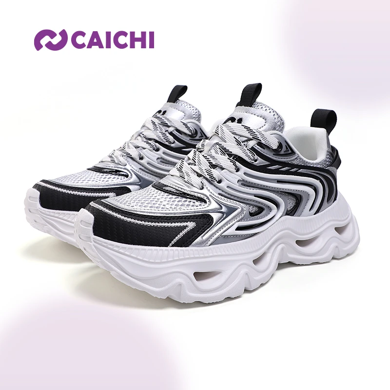 caichi鞋子男女同款夏季百搭旅游鞋男鞋休闲厚底增高网面透气潮鞋