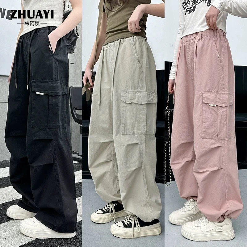 女童工装裤夏季薄款裤子2025新款大童阔腿裤儿童春秋款休闲长裤