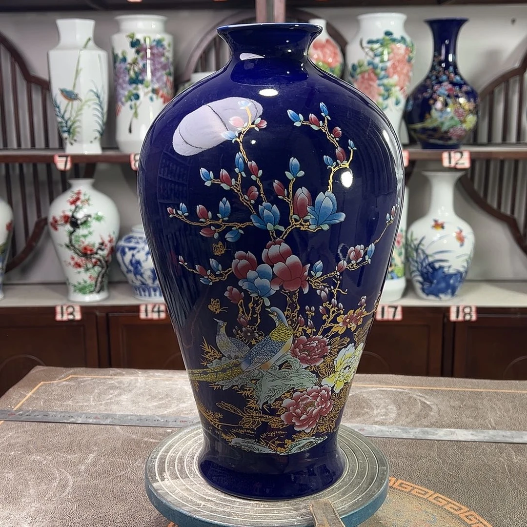 摆件陶景德镇陶瓷梅景泰蓝