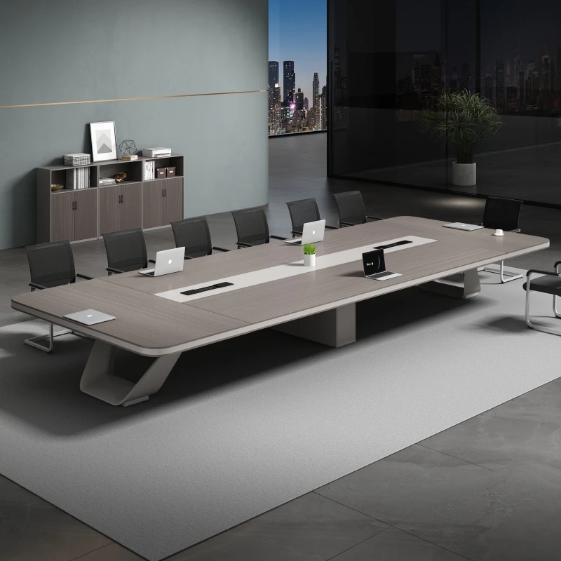 会议桌办公家具轻奢高级感桌办公室大型简约现代培训洽谈桌椅组合