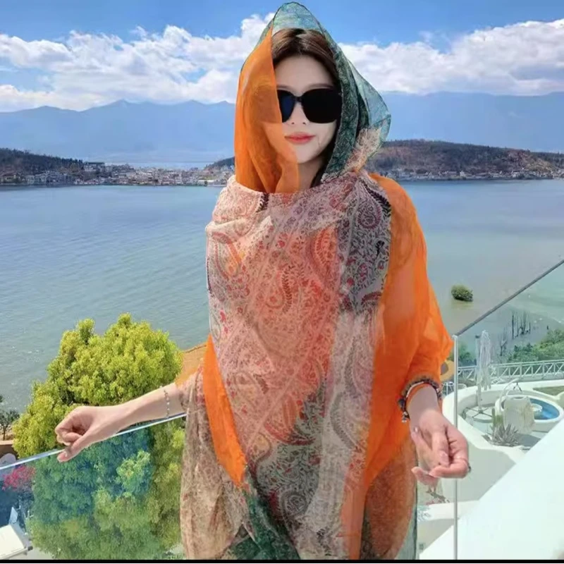 （504）异域靓丽优柔纱180*130时尚百搭女士丝巾围巾披肩