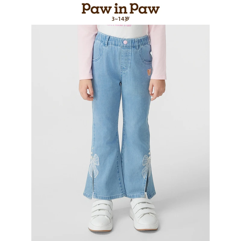 PAWINPAW卡通小熊童装25年春夏女童牛仔喇叭裤PCTJF2322M【XH】