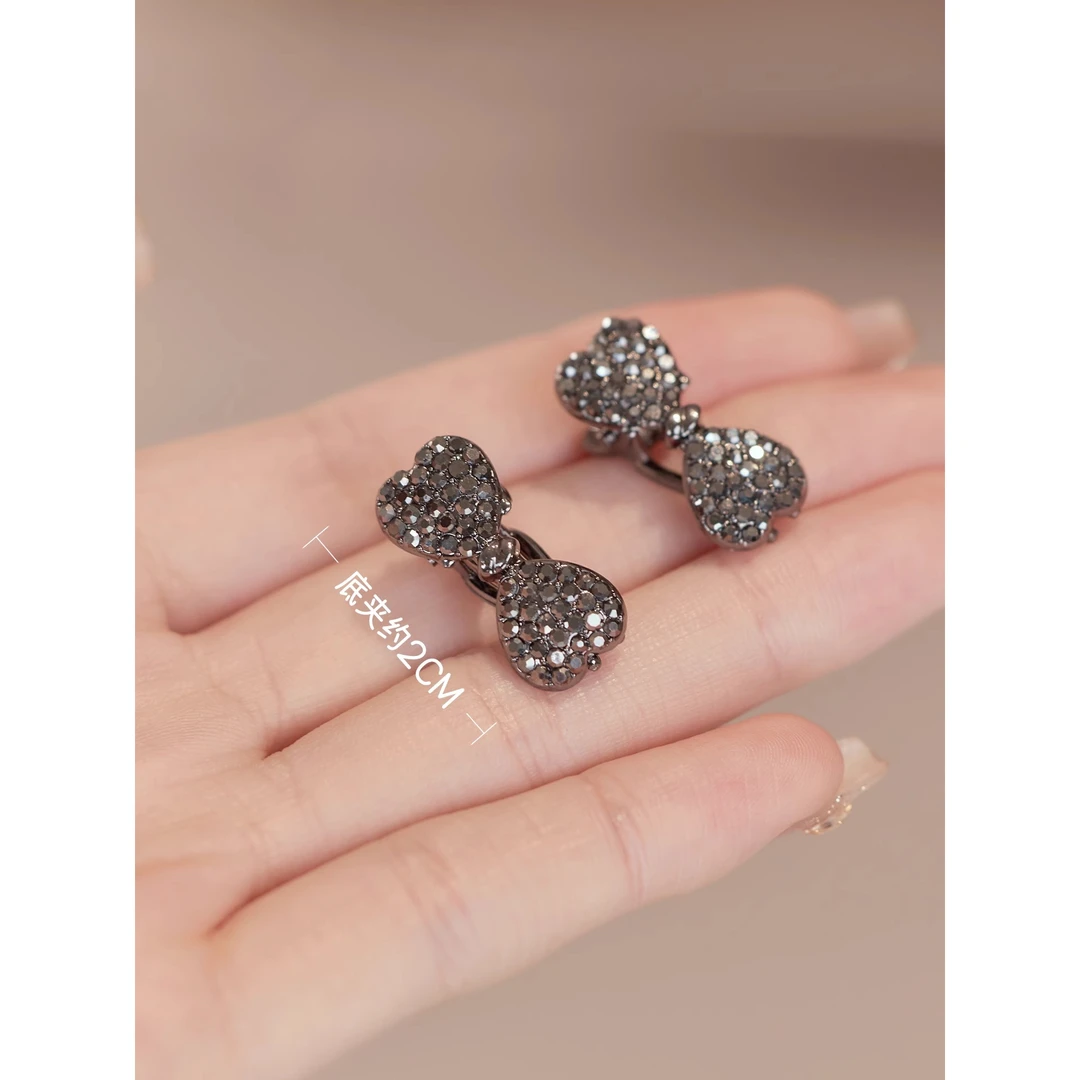 小号水钻蝴蝶结侧边鸭嘴夹子水晶发卡高级感前额碎发夹迷你刘海夹