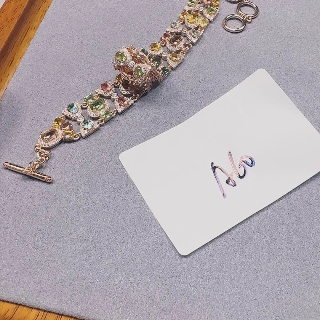 手链银S925镶嵌碧玺手链