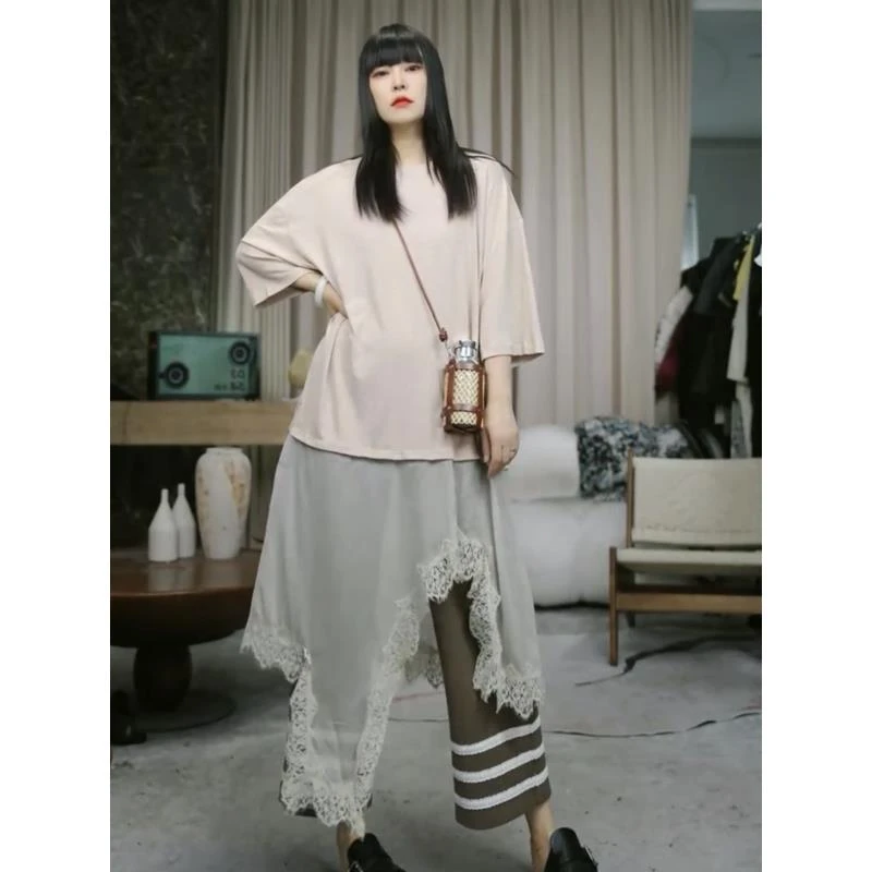 2025夏季新款拼接蕾丝不规则连衣裙短袖NF0506511