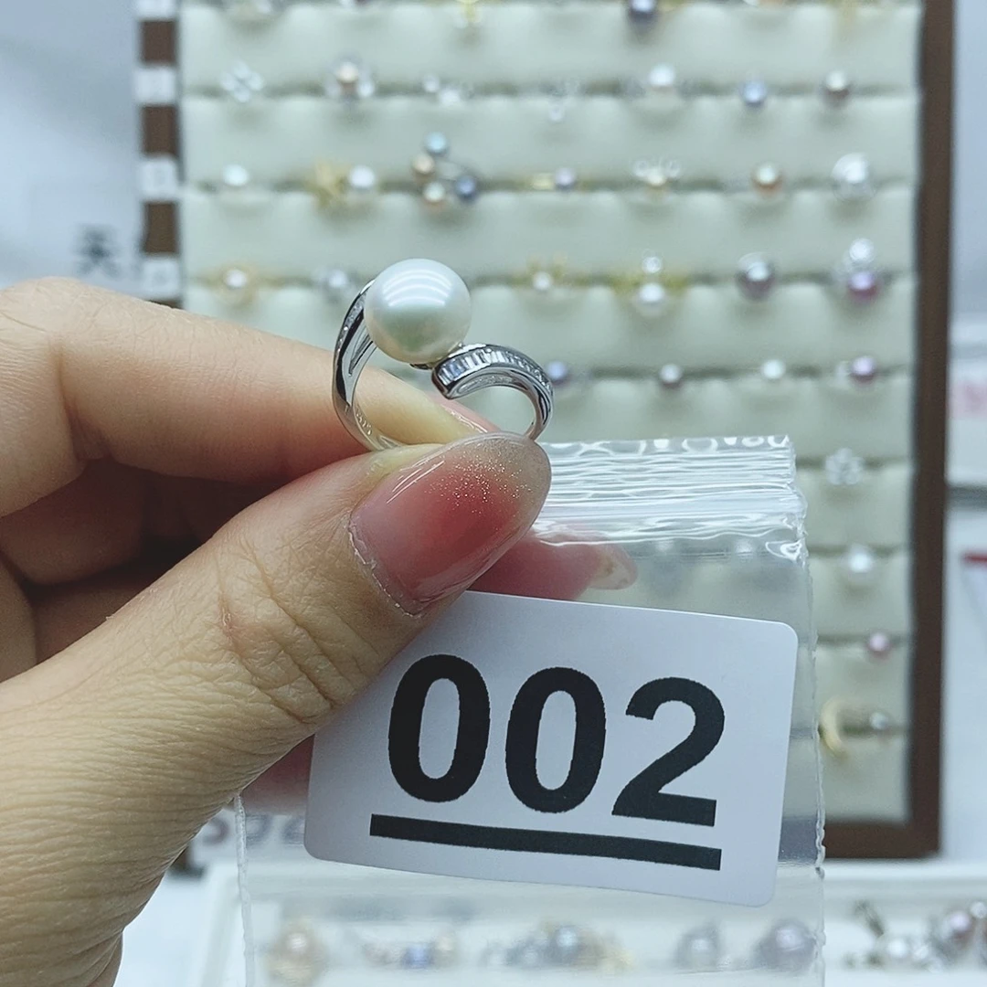 淡水珍珠戒指银S925镶嵌五**纷002
