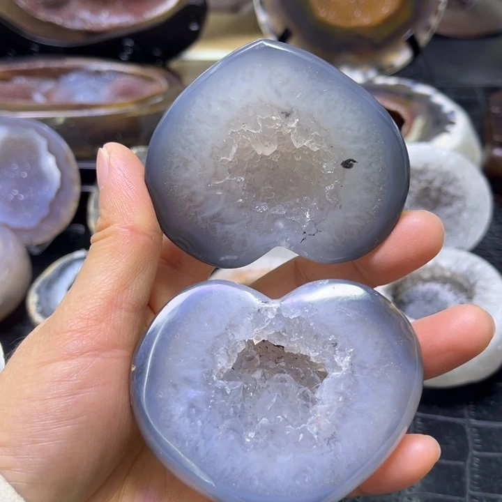 珠宝半成品水晶未镶嵌爱心盆