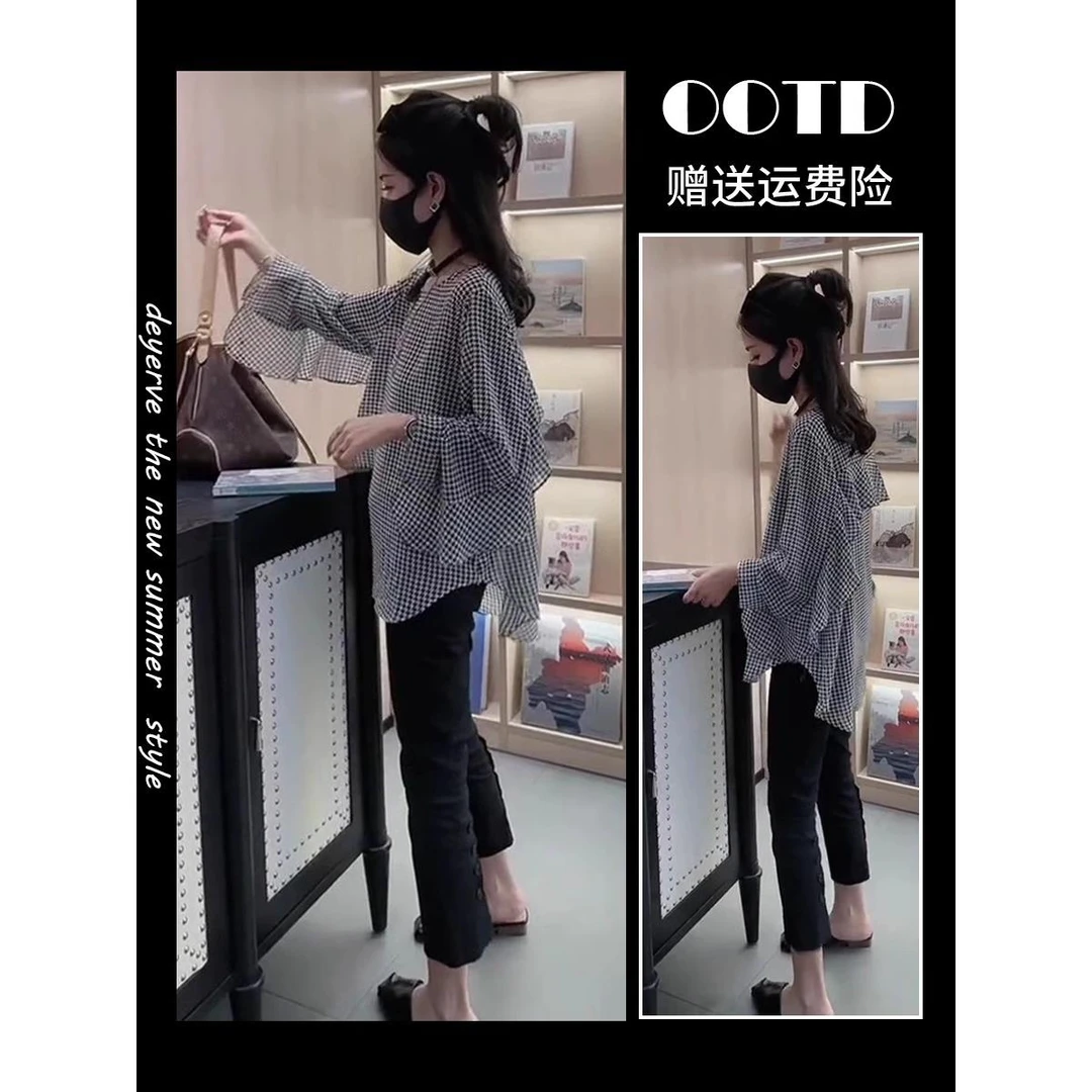 早春今年流行的法式别致温柔系很仙的上衣超仙雪纺衬衫女夏款