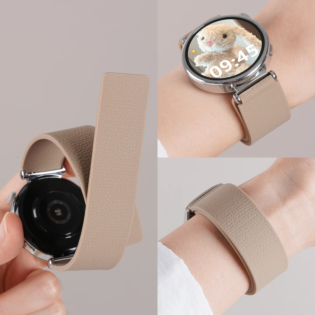 适用华为GT6/gt5手表带watch5荔枝纹磁吸5pro硅胶GT4男女透气腕带