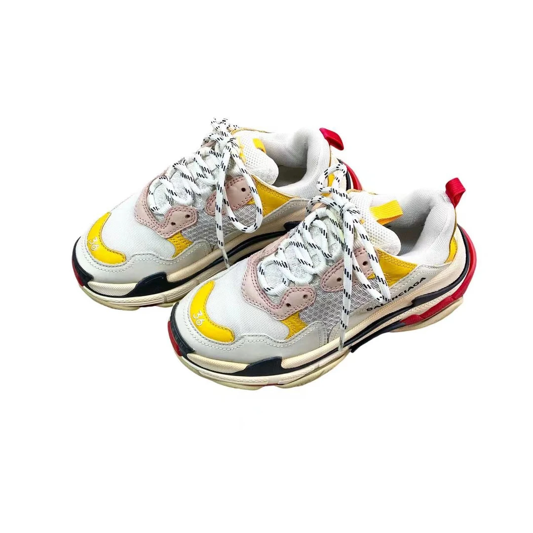 99新 Balenciaga/巴黎世家 aa一六零二 triples黑黄老爹鞋 36码