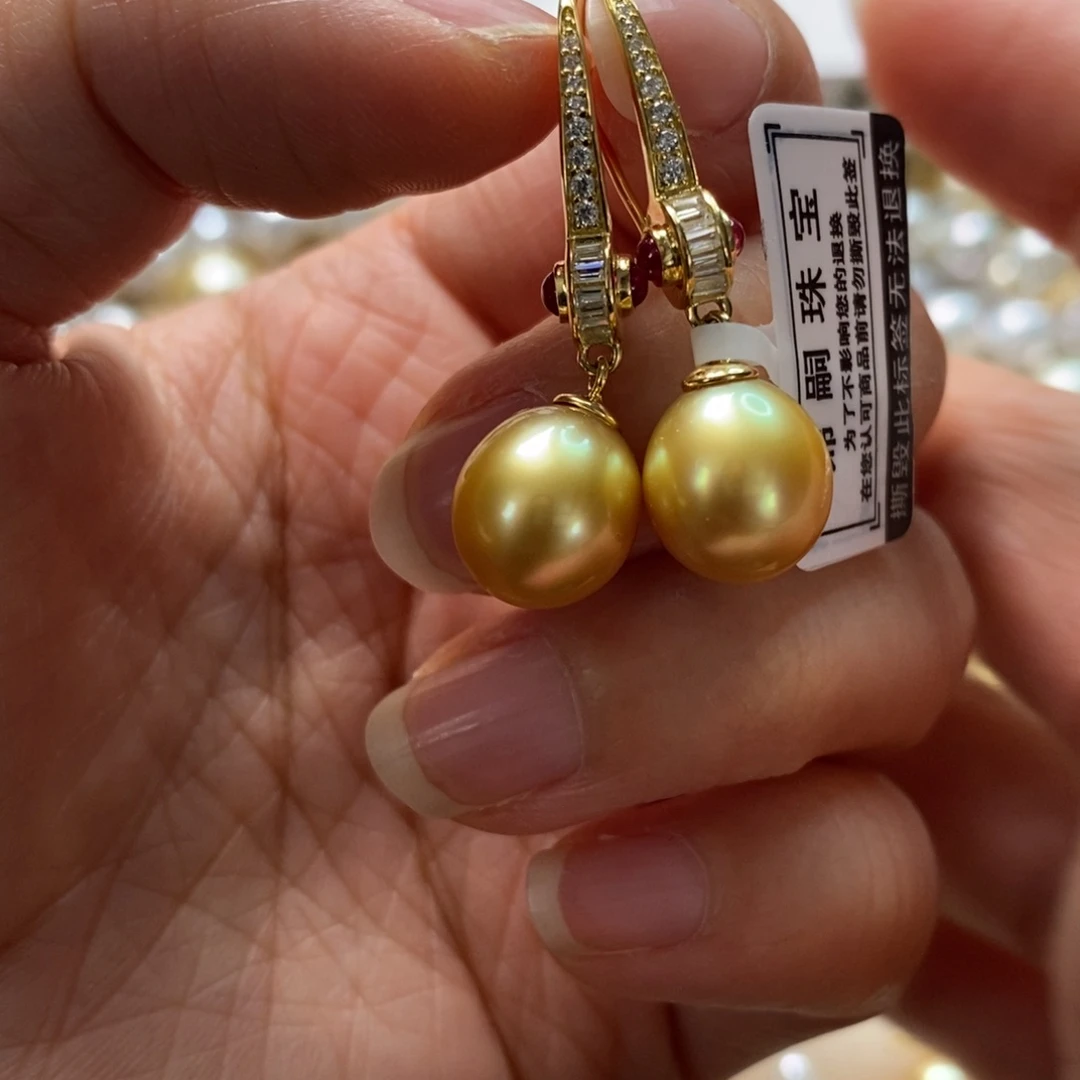 海水珍珠耳饰银S925镶嵌