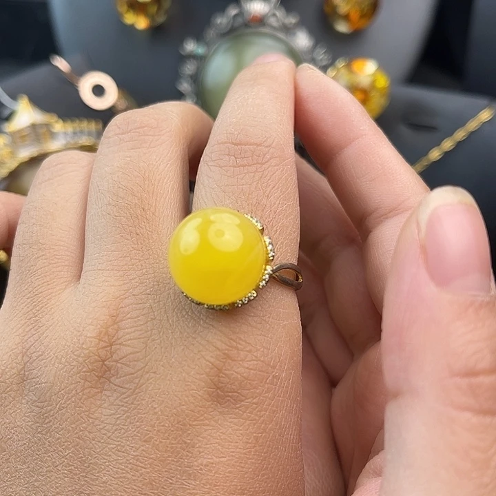 琥珀银S925镶嵌裸石