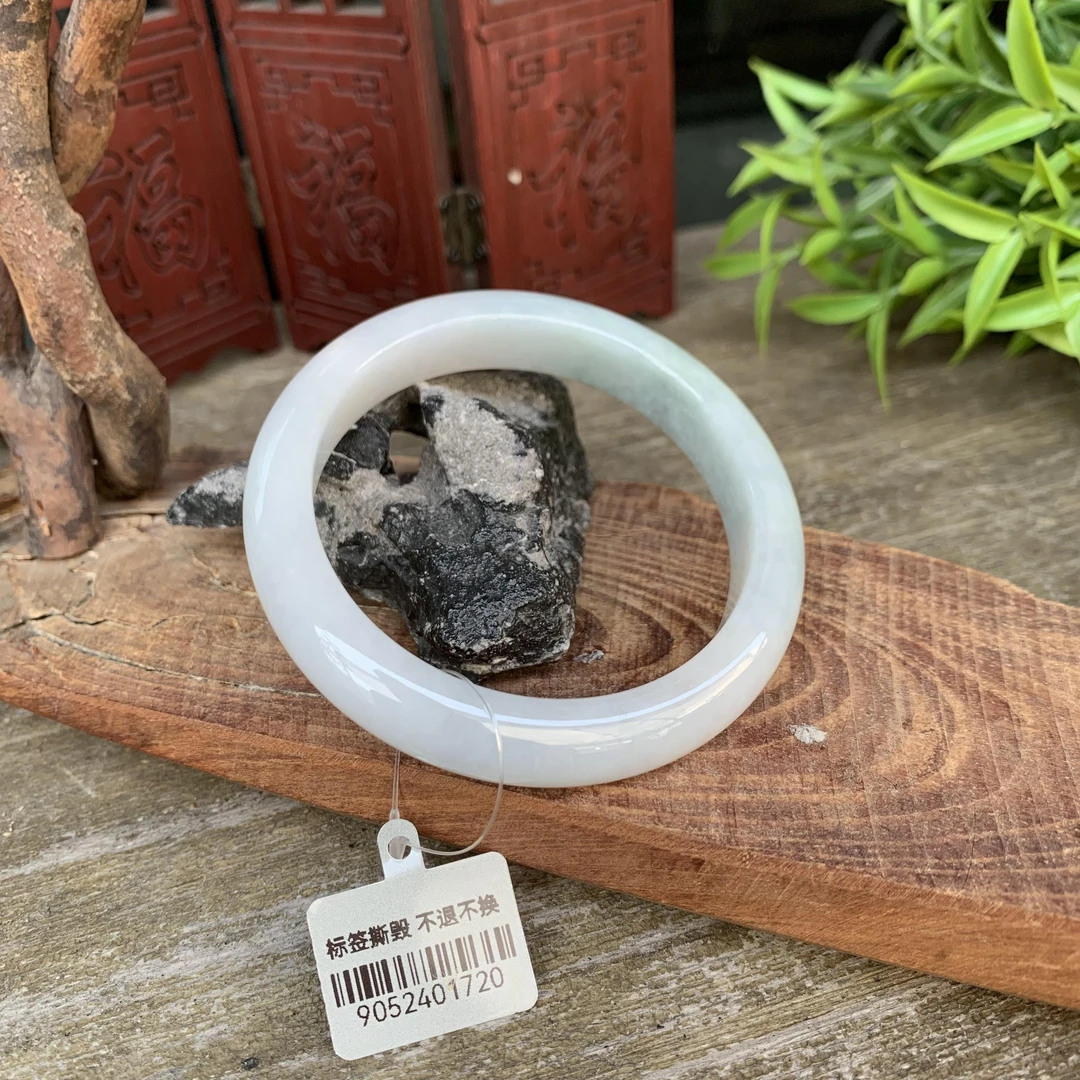 美人镯57天蓝玉镯天然A货翡翠手镯翡翠平安手镯1720