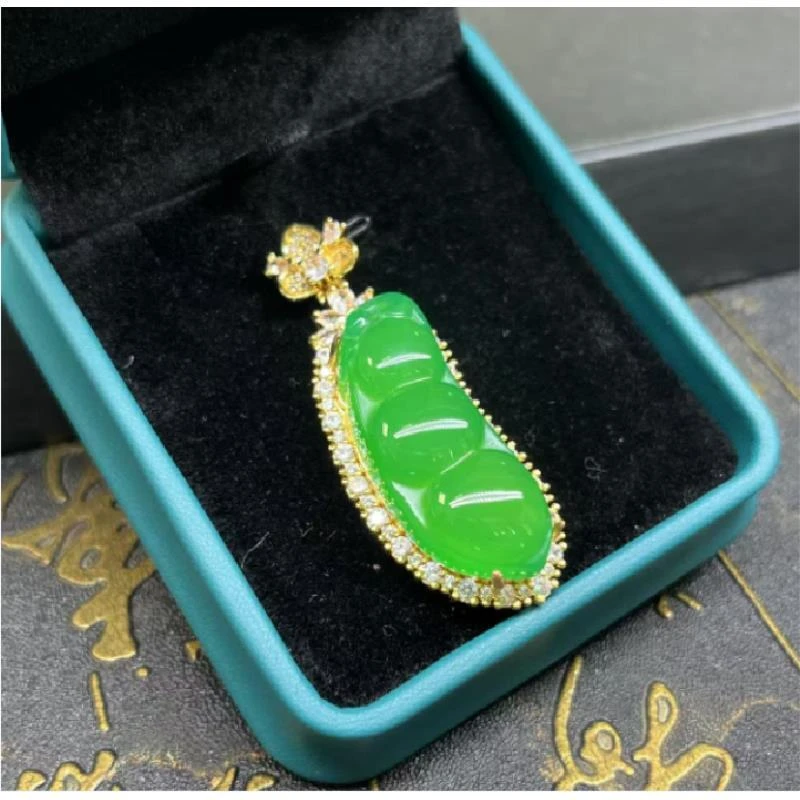 天然玉石 DZHH01 珠宝时尚甄选款 绿福豆吊坠 多样性发其一