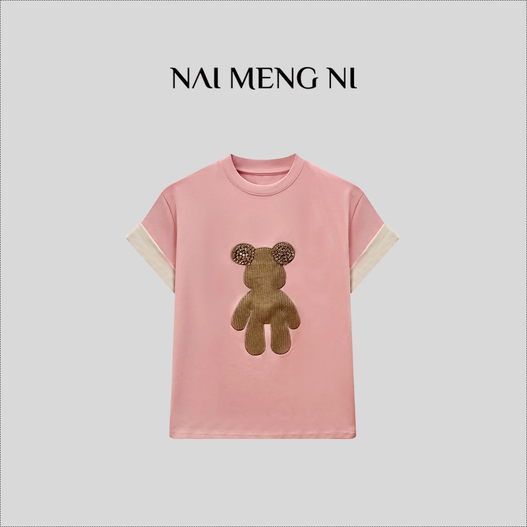 【肉肉】夏季重工百搭圆领时尚女士休闲潮流T恤26N3011