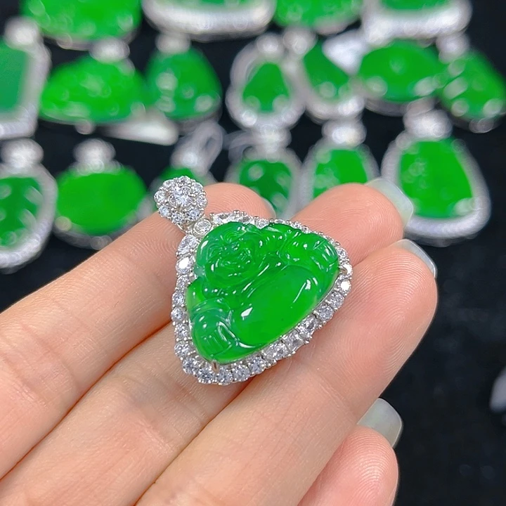 翡翠银S925镶嵌吊坠(不含链)