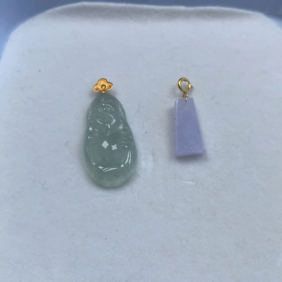 翡翠18K金镶嵌颈饰财紫