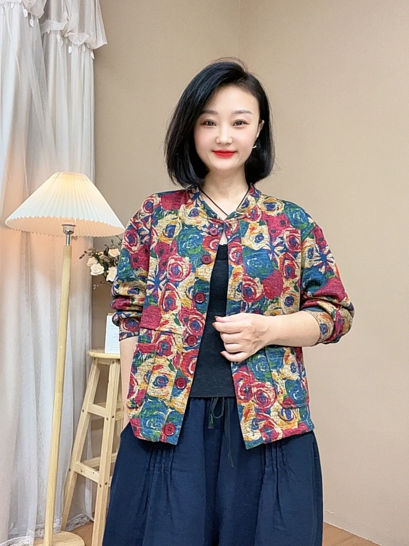 2025秋季中厚款休闲风长袖开襟短外套