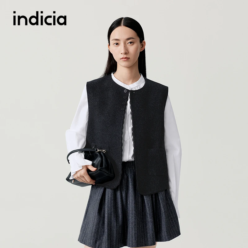 indicia标记商场同款2025秋冬新款花边设计感气质马甲F2D5MJ492C