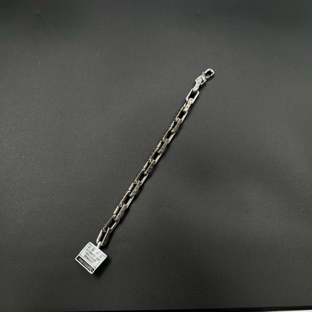 95新 LouisVuitton/路易威登 bc821 05879 银色老花古巴手链