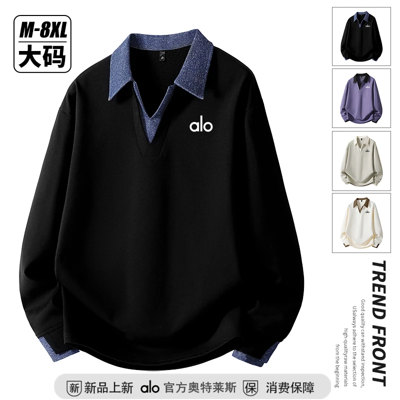 【官方奥特莱斯】品牌折扣 大码卫衣男2025新款秋季宽松翻领长袖t恤