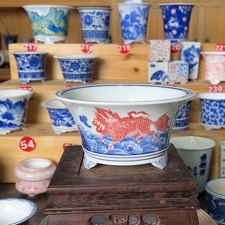 墨奈手绘陶瓷花盆