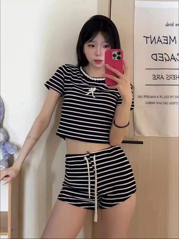 【DMXJ大梦想家】INS简约纯欲性感风撞色条纹睡衣女夏季吊带家居服