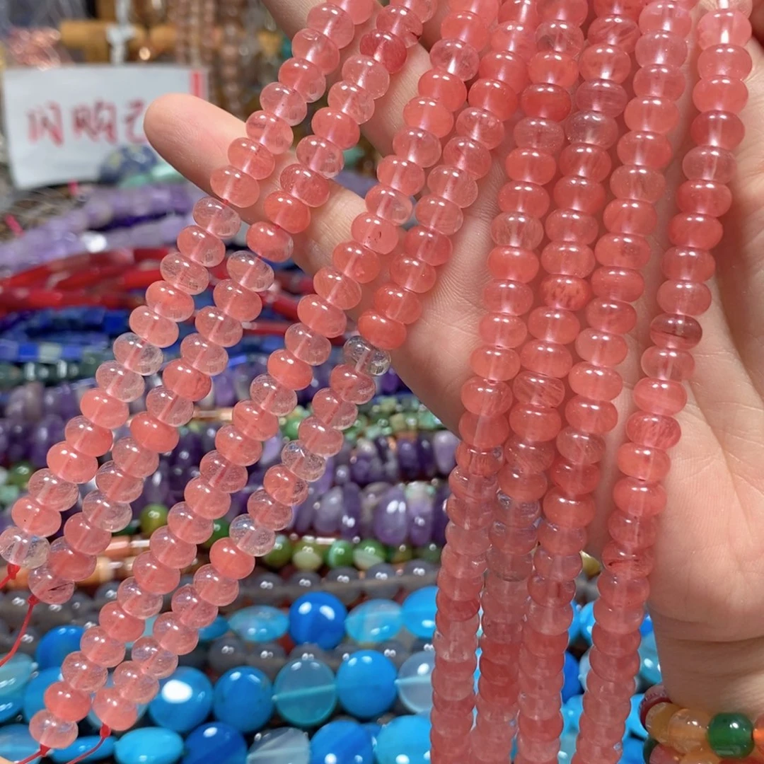 玛瑙/玉髓合金珠宝半成品西瓜晶算盘一条卡8mm