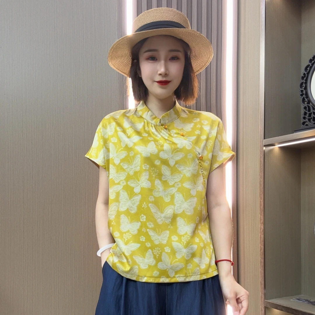 【小雅原创】2025时尚经典严选新中式盘扣国风落肩上衣