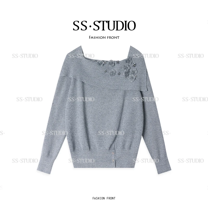 气质纯色钩花毛衫休闲百搭氛围感穿搭打底毛衣SS-000135H